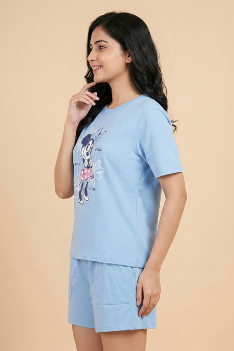Zivame Mickey & Friends Knit Cotton Loungewear Short Set - Dutch Canal — image 2